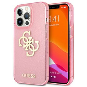 Guess TPU Big 4G Glitter iPhone 13 Pro růžové